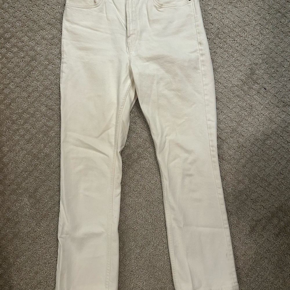 Zara Women's Straight Leg Cream Jeans